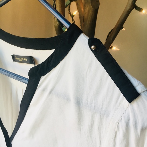 •From PARIS• GRACE & MILA White/Black Blouse - Picture 3 of 7